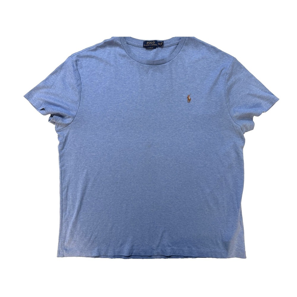 Polo Ralph Lauren Shirt Mens XL Blue Classic Fit Tri Color Pony Embroidered Logo